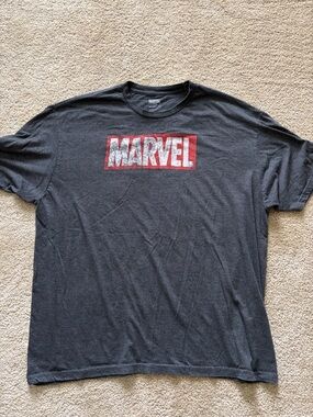 Marvel Black Tee with Distressed Red Logo